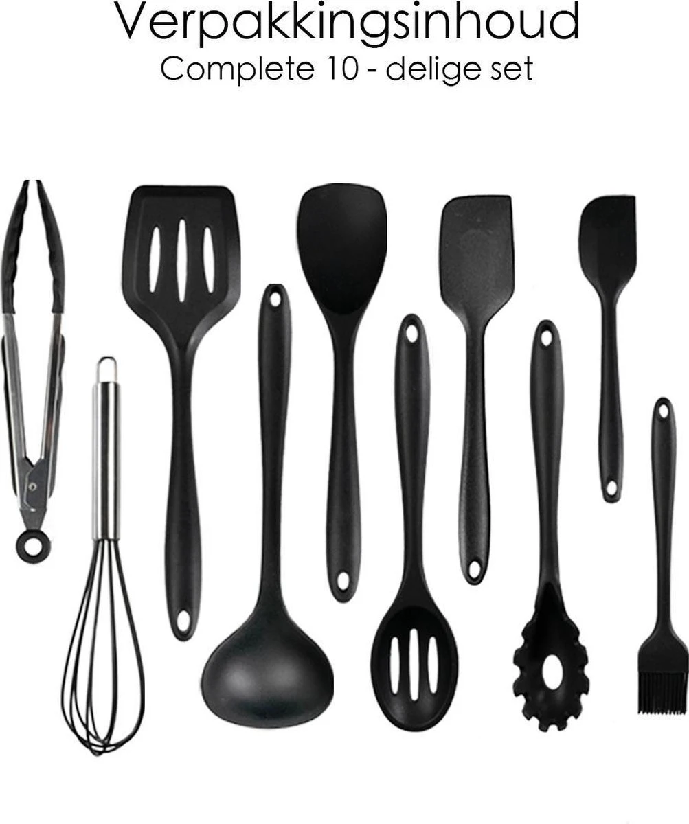 Merkloos Keukengerei Set - 10-delig - Anti-aanbak - Kookgerei Set - BBQ Accessoires - Grijs 4 Merkloos Keukengerei Set - 10-delig - Anti-aanbak - Kookgerei Set - BBQ Accessoires - Grijs - Afbeelding 4