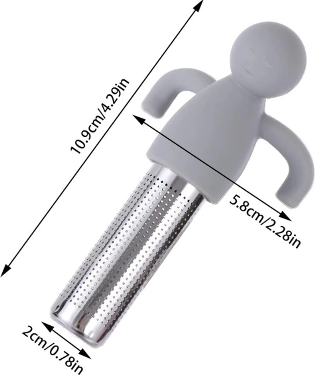 Theemannetjes - Theefilter Voor Losse Thee - Thee Infuser - Thee Zeef - Siliconen - Vaatwasserbestendig - Grijs - 2stuks 3 Theemannetjes - Theefilter Voor Losse Thee - Thee Infuser - Thee Zeef - Siliconen - Vaatwasserbestendig - Grijs - 2stuks - Afbeelding 3