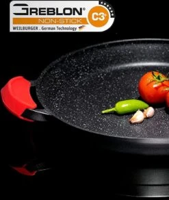 CUILINA Paella Pan 40 Cm– Duitse GREBLON Antiaanbaklaag Marmer Coating - Voor Inductie En Alle Warmtebronnen - Met Afneembare Siliconen Handvatten. -Kookgerei Koning Verkoop 1014x1200 5