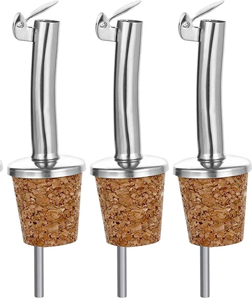 Yakelos 3 Stuks Schenkkurk Schenktuit Met Klepje - Hoogwaardige Kwaliteit - Eenvoudig Doseren 1 Yakelos 3 Stuks Schenkkurk Schenktuit Met Klepje - Hoogwaardige Kwaliteit - Eenvoudig Doseren