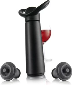 Vacu Vin Wine Saver Concerto - Vacuüm Wijnpomp Inclusief 2 Wijnstoppers - Zwart