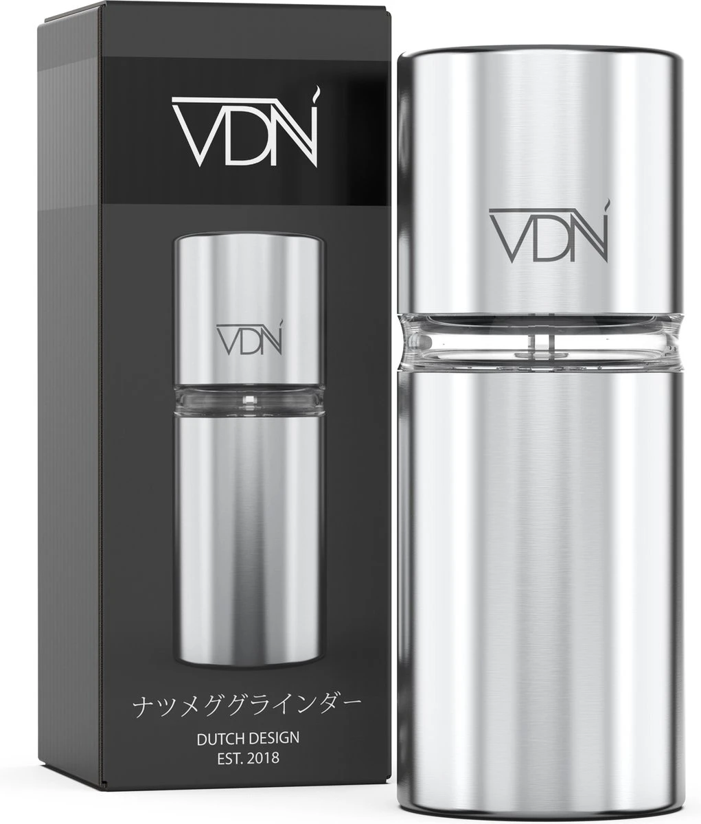 Nootmuskaatmolen – RVS – Met Voorraadruimte Voor 4 Muskaatnoten - Verse Nootmuskaat Bereiden – VDN 1 Nootmuskaatmolen – RVS – Met Voorraadruimte Voor 4 Muskaatnoten - Verse Nootmuskaat Bereiden – VDN