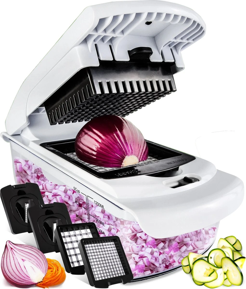 Cavos - Multifunctionele Groentesnijder - Mandoline - Uiensnijder - Frietsnijder - Rasp - Vlijmscherp - BPA-vrij 1 Cavos - Multifunctionele Groentesnijder - Mandoline - Uiensnijder - Frietsnijder - Rasp - Vlijmscherp - BPA-vrij