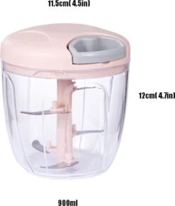 Doogo® Groentesnijder Met Trekkoord – Hakmolen – 900 ML – Groentehakker – Kruidenmolen – Uiensnijder – Blauw -Kookgerei Koning Verkoop 1023x1200 4