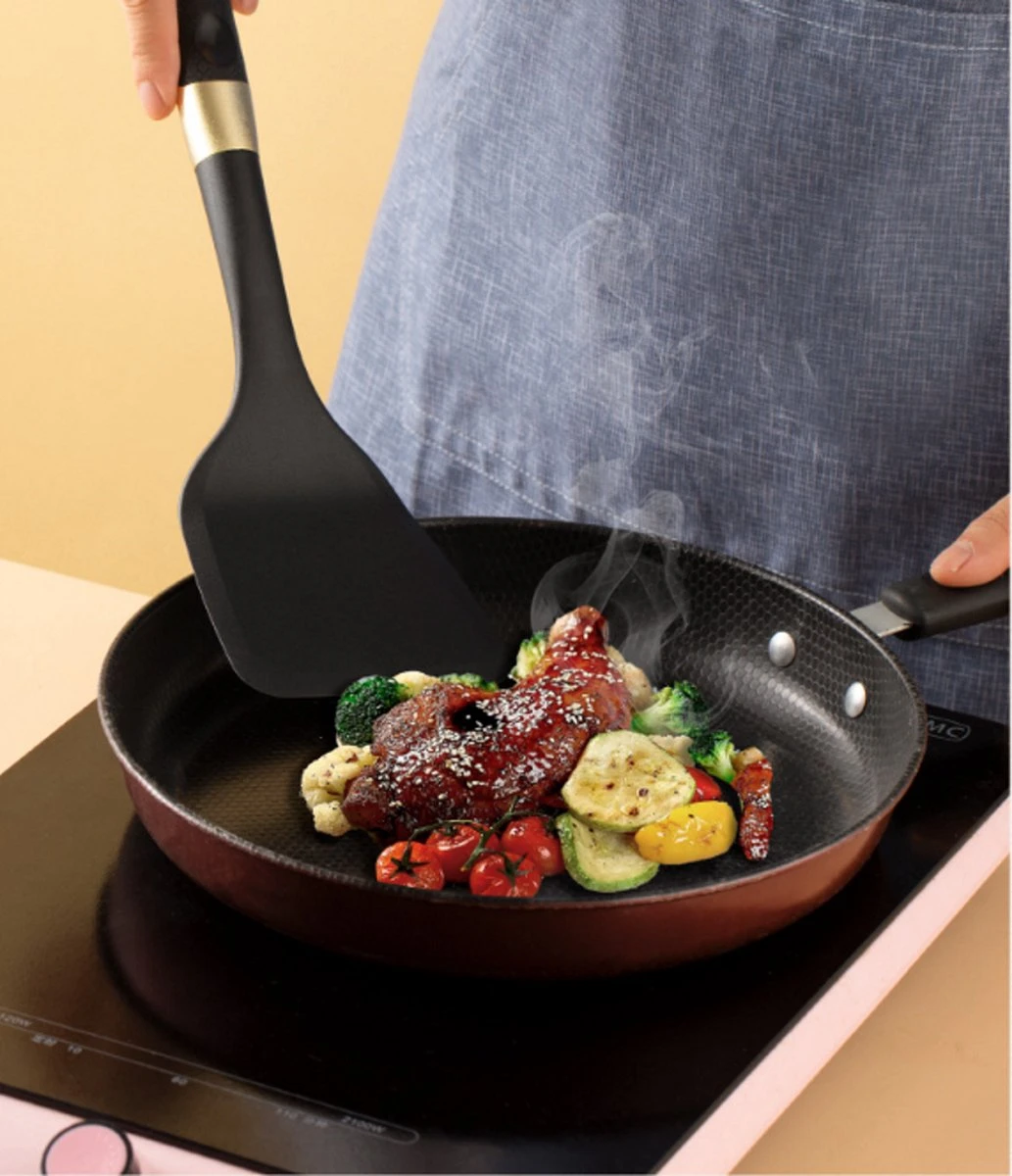 Levabe Zwart Gouden Keukengerei Set Met Houder 7 Delig - Hittebestendig - BPA Vrij - Koken - Nylon - Stainnless Steel - Keuken Gerei 2 Levabe Zwart Gouden Keukengerei Set Met Houder 7 Delig - Hittebestendig - BPA Vrij - Koken - Nylon - Stainnless Steel - Keuken Gerei - Afbeelding 2