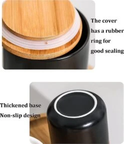 Voorraadpotten Keramiek - Suikerpot 3 Stuks - Deksel Bamboe - Luchtdict Voorraadbussen Potten - Wit -Kookgerei Koning Verkoop 1037x1200 4