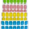 Siliconen IJsblokjesvorm Met Deksel (4 Stuks) - 56 Ijsblokjes - Herbruikbaar - Duurzaam - Vierkant - Blauw Groen Geel Roze