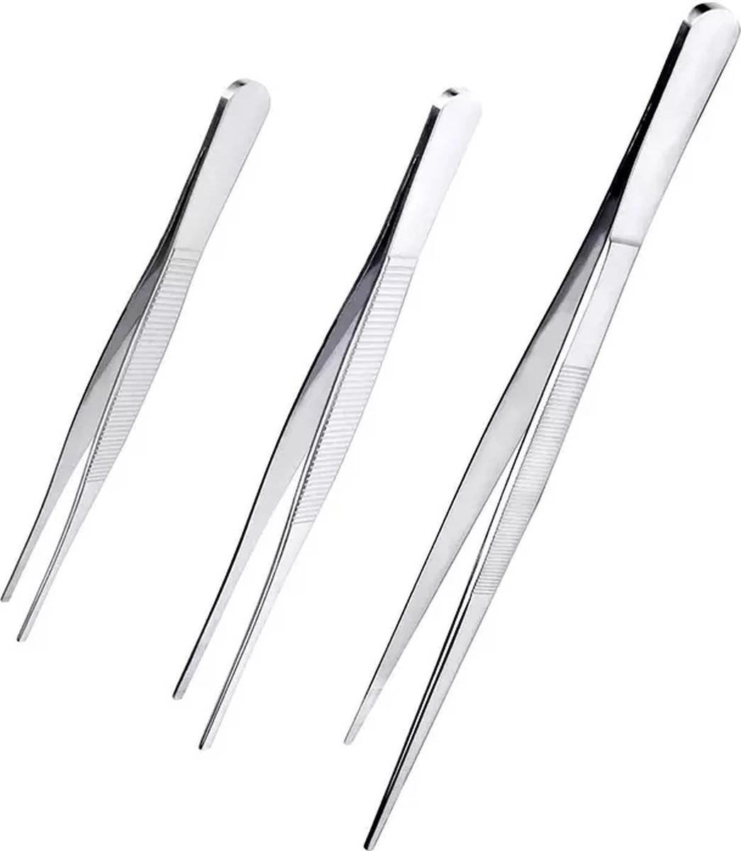 Merkloos Keukenpincet - Set Van 3 - RVS - 30cm - 21cm - 16cm 1 Merkloos Keukenpincet - Set Van 3 - RVS - 30cm - 21cm - 16cm
