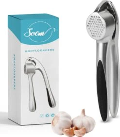SOEM© Knoflookpers Met Ergonomische Handgreep Ook Geschikt Voor Gember - RVS - Horeca Kwaliteit - Ovaal