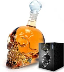 MikaMax Skull Bottle - Whiskey Karaf - Decanteer Karaf - Schedel - Karaf - 1 Liter - Glas