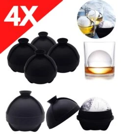 Perfecte Mega Ijsballen Set Van 4 Stuks By ATV PERFECTUM - Ø 6 Cm Groot- Ijsblokjesvorm Met Deksel - Ijsblokjesvorm Groot En Rond - Ijsblokjesvorm Silicone - Ijsblokvormen Met Deksel