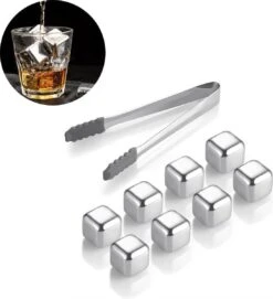 IGOODS Whiskey Stones Set (8 Stuks) Incl. Tang - Whisky Stenen - RVS - Herbruikbare Ijsblokjes - Icecubes Met Tang 8 Stuks -Kookgerei Koning Verkoop 1094x1200 4