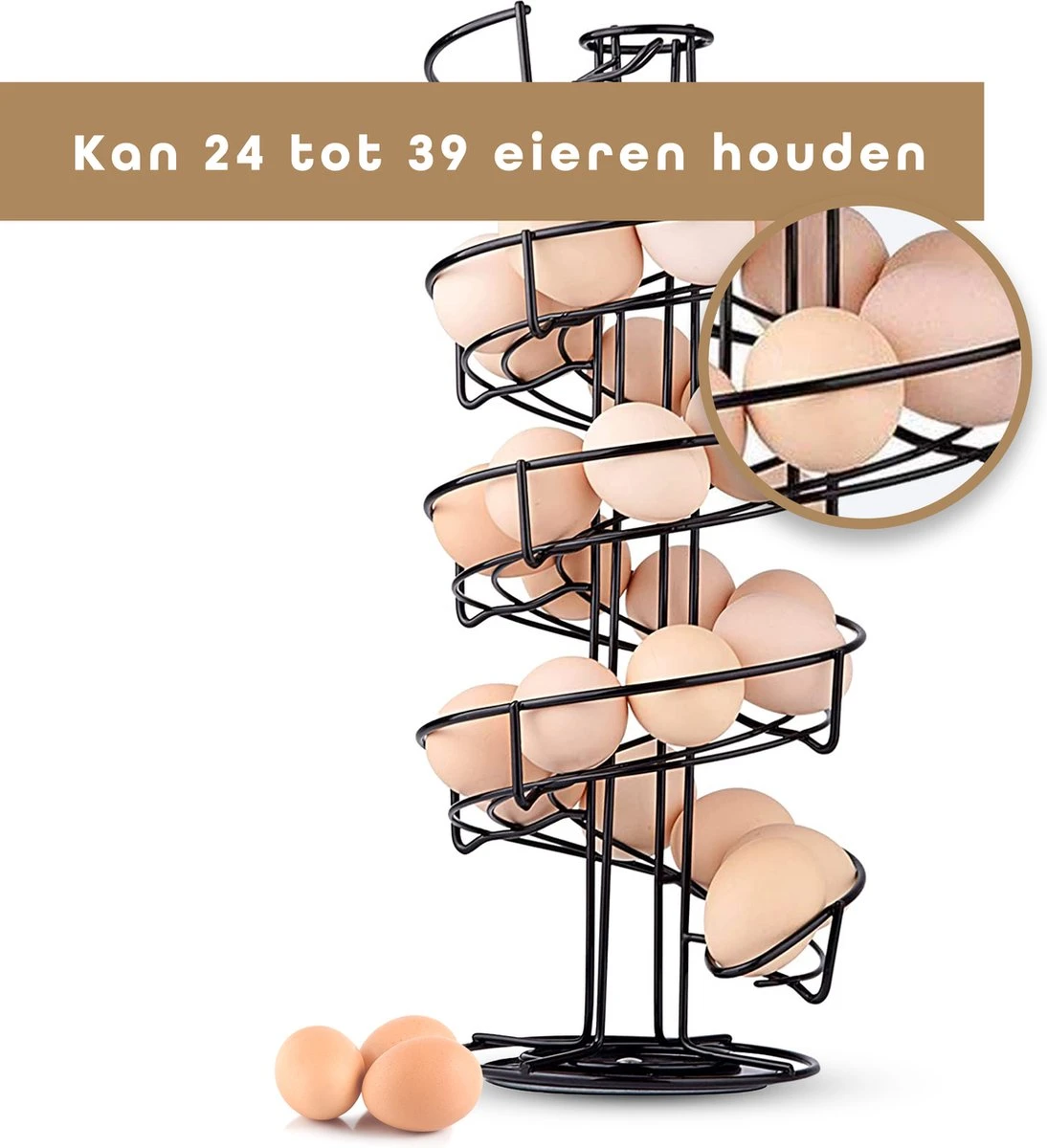 Eiermand – Eierrek – Eierhouder – Eieren – 360° - Zwart - Pasen - 39 Eieren - BAULK® 9 Eiermand – Eierrek – Eierhouder – Eieren – 360° - Zwart - Pasen - 39 Eieren - BAULK® - Afbeelding 9