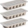 Set Van 3x Stuks IJsblokjes/ijsklontjes Maken Kunststof Bakje Met Handige Afsluitdeksel Taupe 28 X 11 Cm