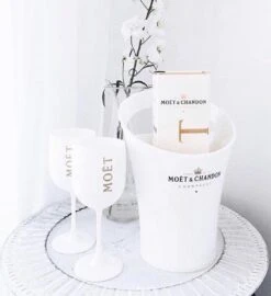 Moët & Chandon Ice Imperial Wijnkoeler Incl. 2 Glazen | Ice Bucket Inclusief 2 Witte Glazen | Luxe Wijnkoeler En Champagneglas | Ijsemmer En Champagneglas |