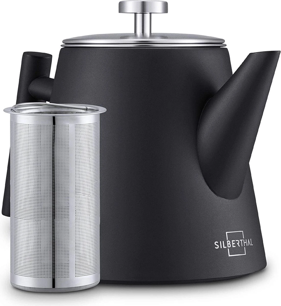 Silberthal - Theepot Met Filter - 1 L - RVS Dubbelwandig - Zwart - Cadeau 1 Silberthal - Theepot Met Filter - 1 L - RVS Dubbelwandig - Zwart - Cadeau