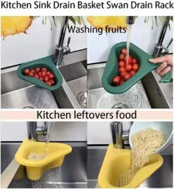 Merkloos Kunststof - Vergiet - Donkergroen - Driehoek - Zeef - Spoelbak - Gootsteen - Zwaanvorm - Lange Haak -Kookgerei Koning Verkoop 1103x1200 5