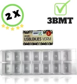 3BMT - IJsblokjesvorm - Set Van 2 - Vierkant - Voor 28 Ijsblokjes - 8 X 23cm