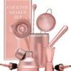 Cosas - Cocktail Set - Roze - Champagne Pink - Cocktail Shaker Set - 8-delig Cocktailset - Cocktail Shaker - Cocktail Maatbeker - Jigger - Zeef - Roerstaaf - Schenktuit - Flessenstop - Flesopener - RVS - Cadeau