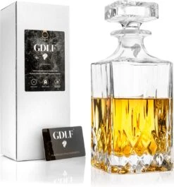 GDLF® Kristal Vintage Whiskey Karaf - Decanteer Karaf - Whiskey Set - Made In Europa - Peaky Blinders - Kristallen Karaf Voor Whiskey, Gin, Wodka, Likeur, Wijn & Rum - 800 ML - Kado Man - Cadeau Voor Man & Vrouw