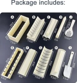 Surpass-Sushi Roll Making Kit Complete-Sushi Maker Set Voor Beginners-10 Stuks Plastic Sushi Set Tool-Sushi Rice Roll Mold-Perfect Home Cooking Kitchen Tool-Beige-19.6cm*7cm*6.3cm -Kookgerei Koning Verkoop 1120x1200 1