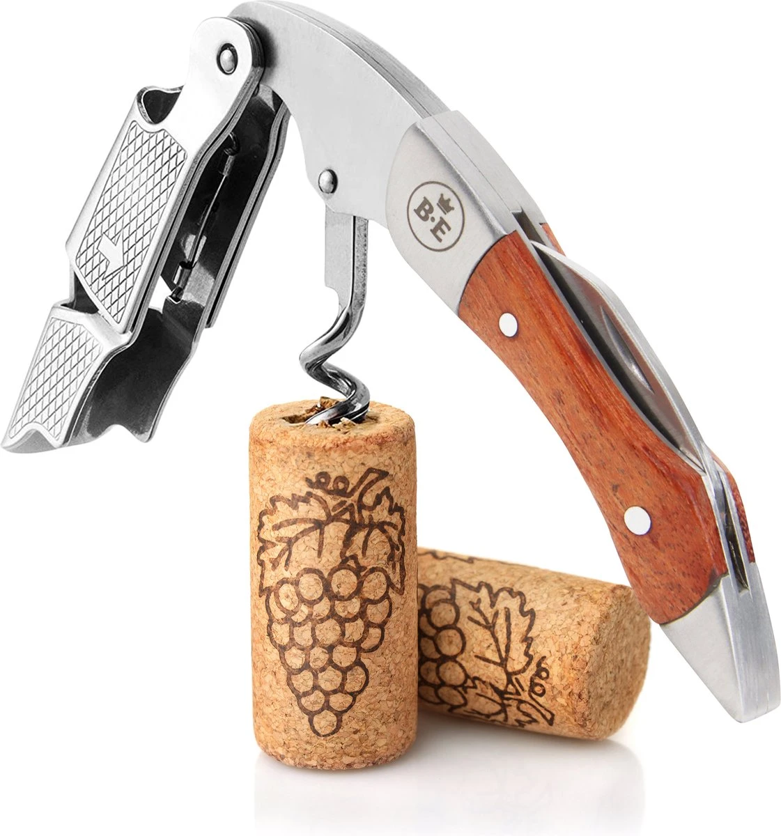 Bar Essentials Heavy Duty Kelnersmes - Wijn Opener - Kurkentrekker Wijn - Sommeliersmes - Tweetraps Hefboom - Hout 1 Bar Essentials Heavy Duty Kelnersmes - Wijn Opener - Kurkentrekker Wijn - Sommeliersmes - Tweetraps Hefboom - Hout