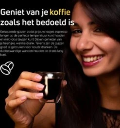 Dubbelwandige ESPRESSO Glazen Van Borosilicaat - Warme En Koude Dranken Kopjes - 70 ML - Set Van 6 -Kookgerei Koning Verkoop 1122x1200