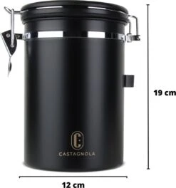 Castagnola Koffie Bewaarbus - Luchtdicht Met CO2 Uitlaat - Voor 600 Gram Koffiebonen - Koffieblik Matzwart Voorraadbussen - Voorraadbus - 1.8L 11 Castagnola Koffie Bewaarbus - Luchtdicht Met CO2 Uitlaat - Voor 600 Gram Koffiebonen - Koffieblik Matzwart Voorraadbussen - Voorraadbus - 1.8L -Kookgerei Koning Verkoop 1123x1200 12