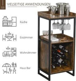 IN.HOMEXL Boxwel - Wijnkast - Wijnrek Metaal - Hout - Industrieel Kast - Voor 9 Flessen - 113 X 52 X 40 Cm Hout - Bruin/ Zwart -Kookgerei Koning Verkoop 1125x1200 9