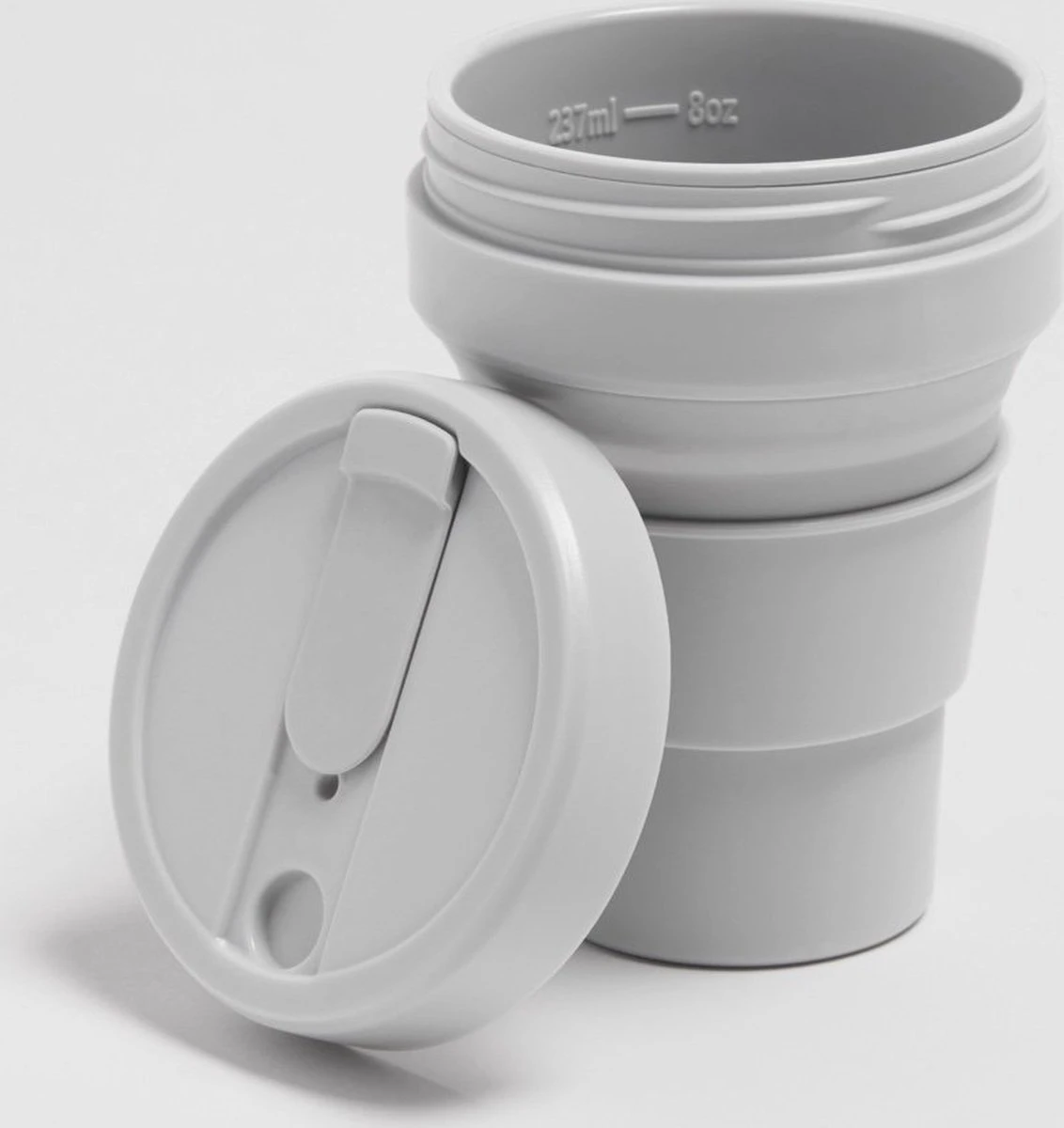 STOJO - Opvouwbare Beker - To Go - Grijs - 237ml - Herbruikbaar 8 STOJO - Opvouwbare Beker - To Go - Grijs - 237ml - Herbruikbaar - Afbeelding 8