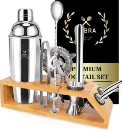 Sybra Cocktailset - 10 Delig - Cocktail Shaker - Cocktail Boek - Cocktail Set - Roestvrijstaal - Geschenkverpakking