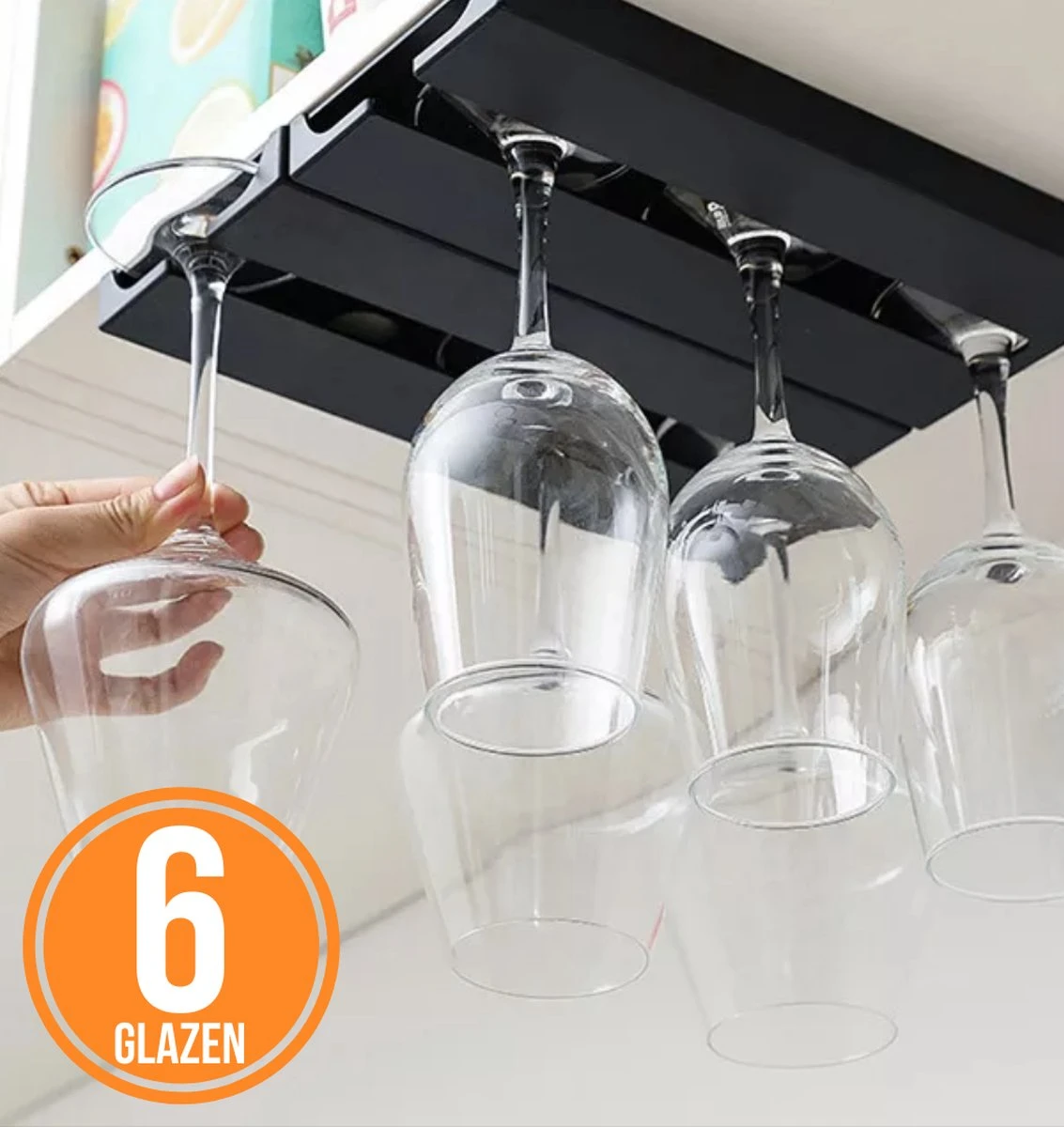 Keufens Wijnglazenhouder Matzwart | Voor 6 Wijnglazen | Wijnrek Hangend | Glazenrek | Wijnglazenrek | Glasophangrek | Wijnglasrek | Ophangrek Glazen | Bar Accessoires 3 Keufens Wijnglazenhouder Matzwart | Voor 6 Wijnglazen | Wijnrek Hangend | Glazenrek | Wijnglazenrek | Glasophangrek | Wijnglasrek | Ophangrek Glazen | Bar Accessoires - Afbeelding 3