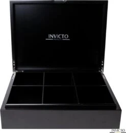 Invicto Products Theedoos 6 Vaks - Ruimte Voor 120 Theezakjes - Bamboe - Anti Slip En Anti Kras - Zwart -Kookgerei Koning Verkoop 1136x1200 5