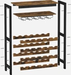 IN.HOMEXL - Shanco Wijnrek Voor 24 Flessen - Industrieel - Wijnrek Metaal - Bruin / Zwart - Flessenrek - 66 X 30 X 100 Cm -Kookgerei Koning Verkoop 1139x1200 17