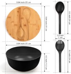Smart Kitchen Grote Slakom Set Met Bamboe Deksel – Saladeschaal 25cm – Serveerschaal – Fruitschaal – Mengkom – Zwart -Kookgerei Koning Verkoop 1142x1200 4