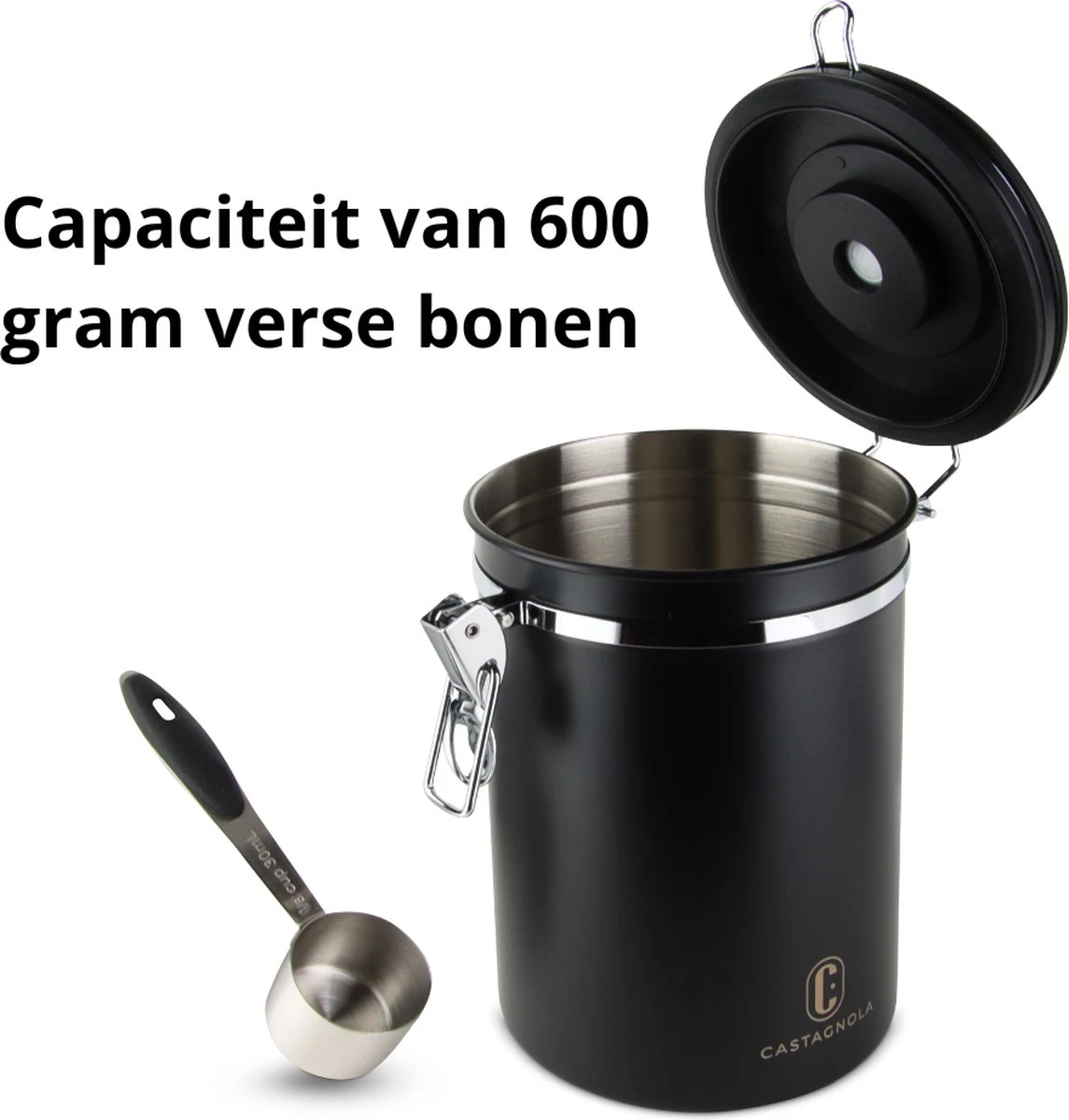 Castagnola Koffie Bewaarbus - Luchtdicht Met CO2 Uitlaat - Voor 600 Gram Koffiebonen - Koffieblik Matzwart Voorraadbussen - Voorraadbus - 1.8L 4 Castagnola Koffie Bewaarbus - Luchtdicht Met CO2 Uitlaat - Voor 600 Gram Koffiebonen - Koffieblik Matzwart Voorraadbussen - Voorraadbus - 1.8L - Afbeelding 4