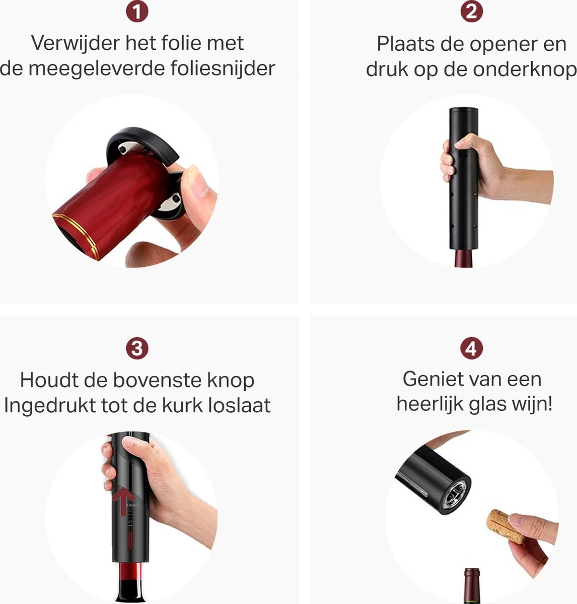 Vivid Green Elektrische Kurkentrekker - Wijnopener - Wijn Opener Accessoires - Elektrisch - Set - Deluxe - Zwart 9 Vivid Green Elektrische Kurkentrekker - Wijnopener - Wijn Opener Accessoires - Elektrisch - Set - Deluxe - Zwart - Afbeelding 9