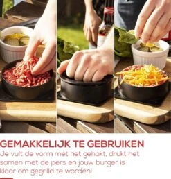 NP Goods - Hamburgerpers 3 In 1 Inclusief 100 Vellen Wax Papier - Hamburger Pers - Burger Press - BBQ Accessoires - Hamburgermaker - Kookgerei -Kookgerei Koning Verkoop 1148x1200 10