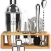 Cocktail Set Met Bamboe Standaard - BarDeluxe® - 13-Delige Cocktailset - Inclusief Receptenboek & WhiskeyStones - Inclusief Luxe Cadeauverpakking