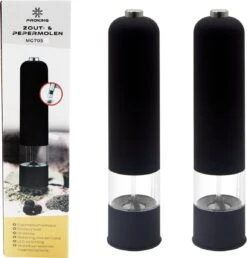 PROKING Elektrische Pepermolen En Zoutmolen – Pepermolen – Zoutmolen – Verstelbaar – Zwart – Elektrisch – Set Van 2 -Kookgerei Koning Verkoop 1150x1200