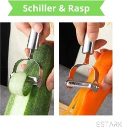 ESTARK® Dunschiller - Julienne & Groenteschiller - Groentesnijder - Uiensnijder - Spiraalsnijder - Juliennerasp - Juliennesnijder - Sliertensnijder - Multifunctionele Groenten Schiller Aardappel Schiller - Dunschiller RVS 31 ESTARK® Dunschiller - Julienne & Groenteschiller - Groentesnijder - Uiensnijder - Spiraalsnijder - Juliennerasp - Juliennesnijder - Sliertensnijder - Multifunctionele Groenten Schiller Aardappel Schiller - Dunschiller RVS -Kookgerei Koning Verkoop 1153x1200 3