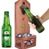 Bieropener En Flesopener Muur Met Opvangbak - Flessenopener - Wand - Hout - Opener Bier - Voor Binnen En Buiten