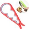 Merkloos 4-in-1 Allesopener - Universeel - Voor Deksels En Potten - Dekselopener - Potopener - Flesopener - Pot Opener - Fles Opener - Pottenopener - Flesopener - Reuma Hulp - Rood / Grijs
