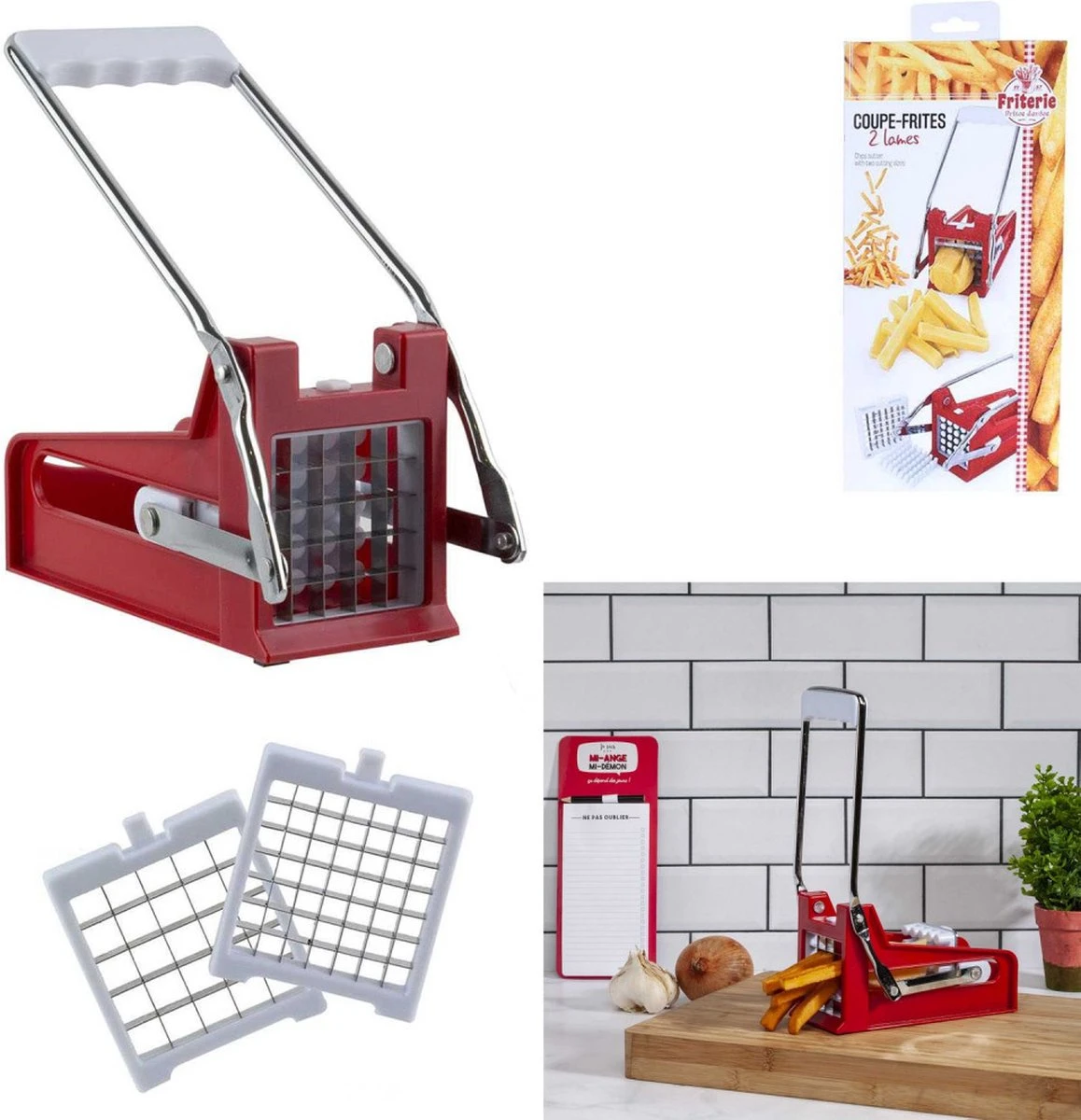 Merkloos Frietsnijder - Patatsnijder - Groentesnijder - Raspen, Schillers & Snijders - Rood 2 Merkloos Frietsnijder - Patatsnijder - Groentesnijder - Raspen, Schillers & Snijders - Rood - Afbeelding 2