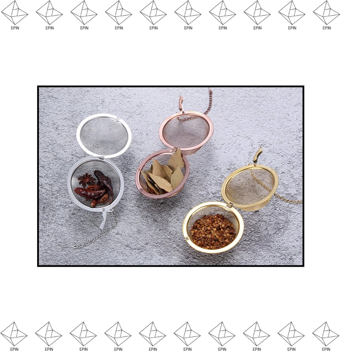 Merkloos EPIN | Thee Ei | Voor Losse Thee | Theezeef | Kruidenbol | Goud 2 Merkloos EPIN | Thee Ei | Voor Losse Thee | Theezeef | Kruidenbol | Goud - Afbeelding 2