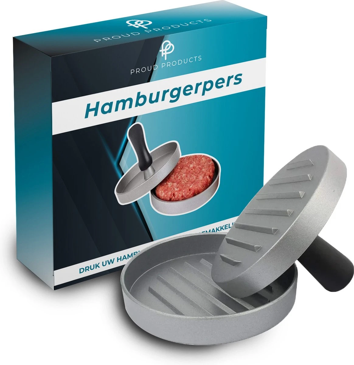 ProudProducts Hamburgerpers Met 100 Wax Papiertjes – Hamburgermaker – Hamburger Pers - BBQ Accesoires - RVS 1 ProudProducts Hamburgerpers Met 100 Wax Papiertjes – Hamburgermaker – Hamburger Pers - BBQ Accesoires - RVS