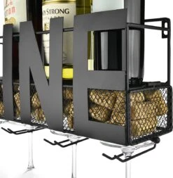 Wijnrek – Voor Aan De Muur – RVS Metaal – Hangend – Wandmontage – Zwart – Industrieel – Incl. Bladeren En Kersen 7 Wijnrek – Voor Aan De Muur – RVS Metaal – Hangend – Wandmontage – Zwart – Industrieel – Incl. Bladeren En Kersen -Kookgerei Koning Verkoop 1171x1200 9