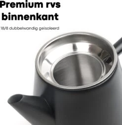 Vatten® - Premium RVS Theepot - Incl. RVS Theefilter - 1L - Zwart - Dubbelwandig -Kookgerei Koning Verkoop 1175x1200 2