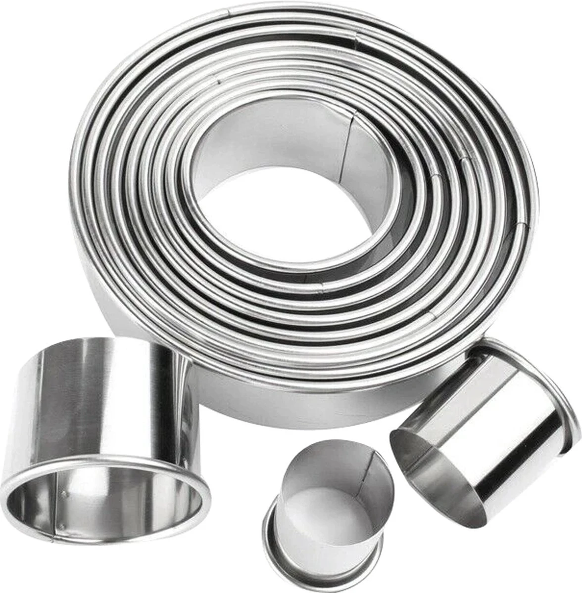 Merkloos Fastsurfe - Kookringen - 11 Stuks Set - Rvs - Ronde Cookie - Biscuit Snijders - Cirkel - Gebak Snijders - Metalen - Bakken Cirkel - Ring Mallen Voor Keuken 3 Merkloos Fastsurfe - Kookringen - 11 Stuks Set - Rvs - Ronde Cookie - Biscuit Snijders - Cirkel - Gebak Snijders - Metalen - Bakken Cirkel - Ring Mallen Voor Keuken - Afbeelding 3