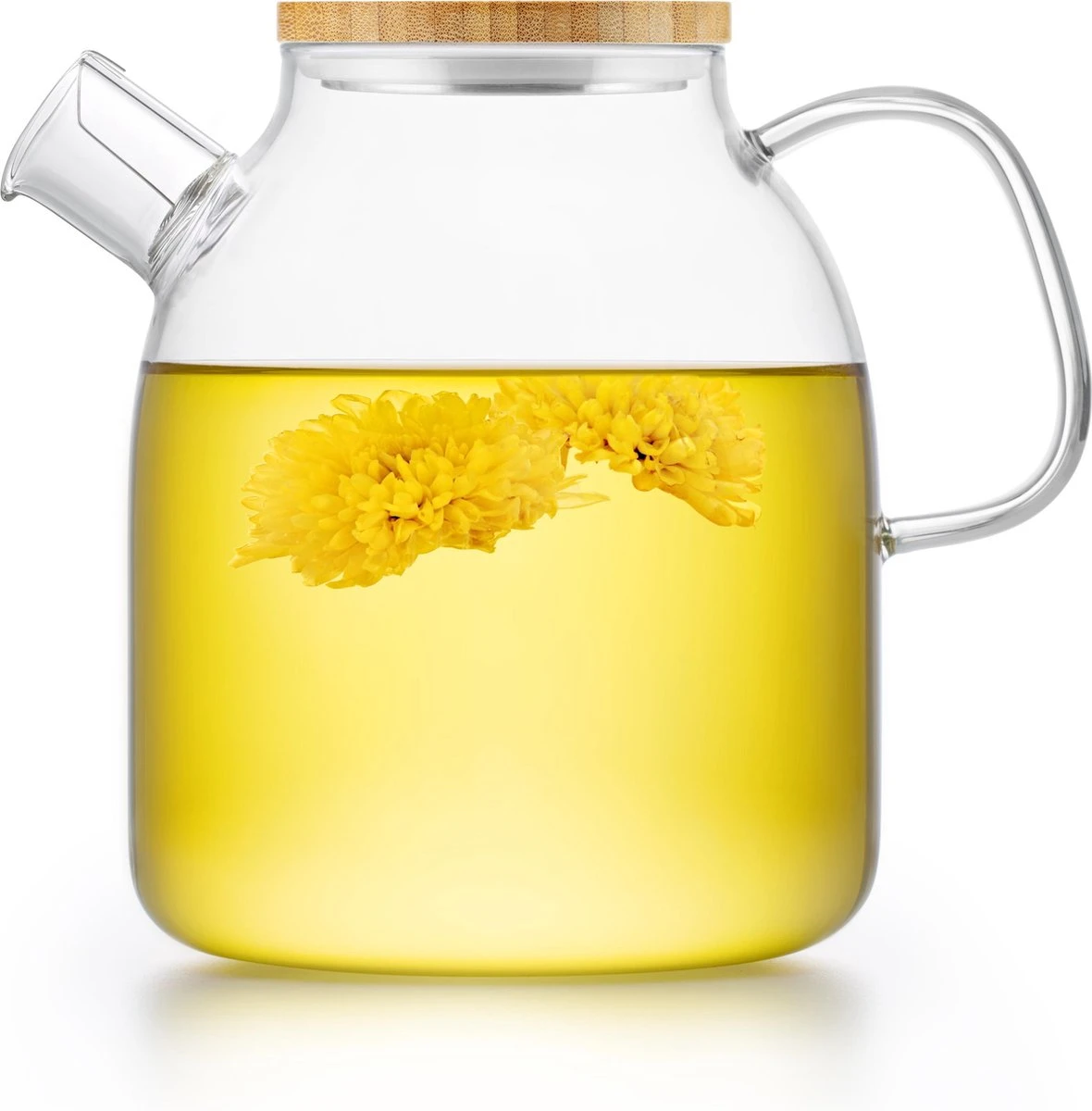 S091 Glazen Theepot Met Bamboedeksel - 1600 Ml - Samadoyo 1 S091 Glazen Theepot Met Bamboedeksel - 1600 Ml - Samadoyo